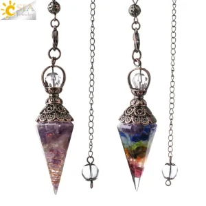 Chakra Healing Crystals Pendulum for Dowsing Divination Quartz Natural Stone Pendulums Antique Reiki Pendant Pendulo