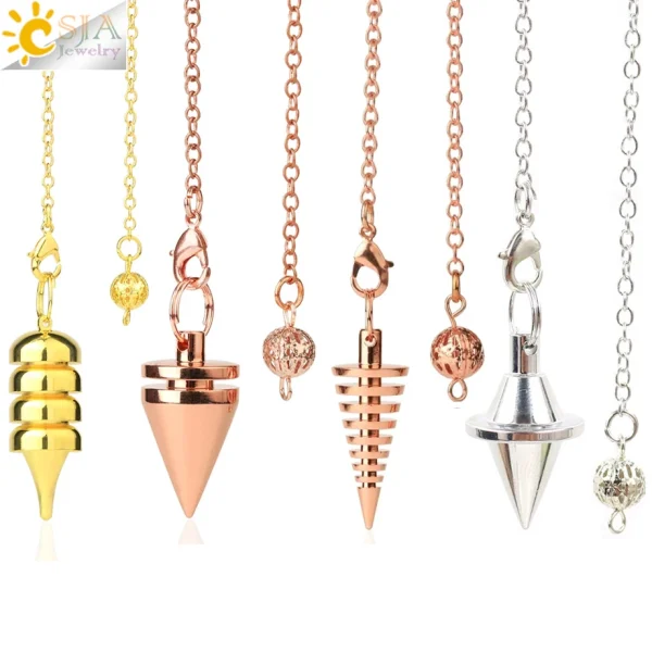 Metal Pendulum for Dowsing Divination Pendulos Spiral Small Cone Gold Color Copper Radiesthesia Pendulums Healing Pendule S974