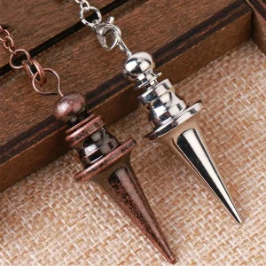 Metal Pendulums for Dowsing Divination Reiki Healing Spiritual Wicca Women Men Amulet Screw Shape Pendule Chains Charm Jewelry