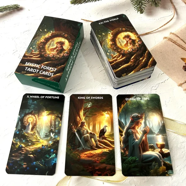 78PCS 68*120mm Tarot English PDF Guide Love Career Mysterious Forest Message Divination Rune Board Game