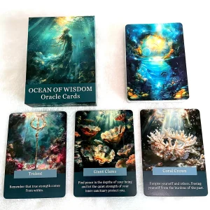 12×8.6cm 46PCS Ocean Wisdom Oracle Cards In Box Tarot High Quality Beautiful Divination Board Game Mysterious Blue World