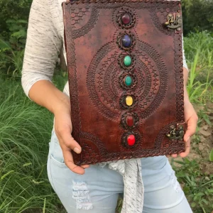 Seven Chakra Medieval Setting Stones Student Writing Journal Book of Shadows Retro Notebook Office Diary Poetry Sketch Book