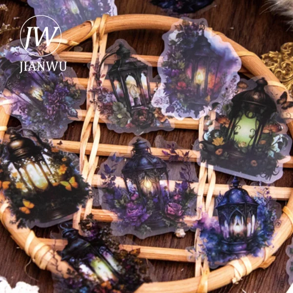 JIANWU 30 Sheets Magical World Series Vintage Witch Flower Material Decor PET Sticker Creative DIY Journal Collage Stationery