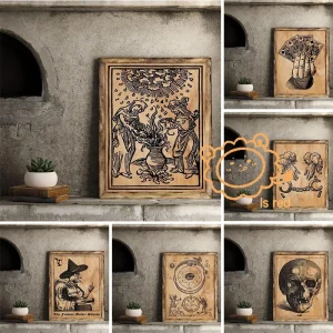 witchcraft poster witch black magic occult demons gothic Canvas printing wall Art decoration frameless painting for Home Room