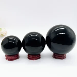 Natural Black Obsidian Sphere Crystal Quartz Magic Ball Rock Stone Witchcraft Reiki Healing Home Decoration Gift Without Base