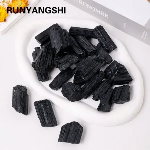 1pc Natural Black Tourmaline Jet Stones Raw Ore Irregular Crystals Divination Mineral Specimen Eliminate Magnetism