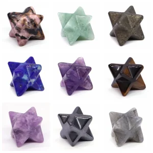 36 Color Mini Merkaba Star Carving Natural Stone Quartz Reiki Healing Crystal Gems Witchcraft Supplies For Altar Wholesale Gift