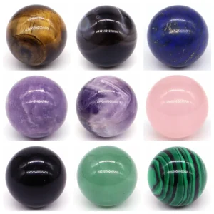 5PCS / Set Mini 16mm Natural Stones Crystals Round Ball Healing Reiki Amethyst Rose Quartz Energy Chakra Globe Beads Specimen