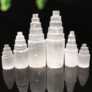 Natural white selenite gypsum Crystal Tower Skyscraper Castle Clear collection of Moroccan crystal mineral craft statues